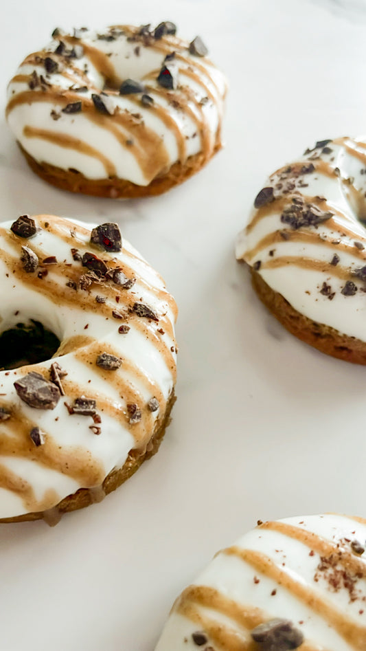 Holiday Cinnamon Roll Protein Donuts