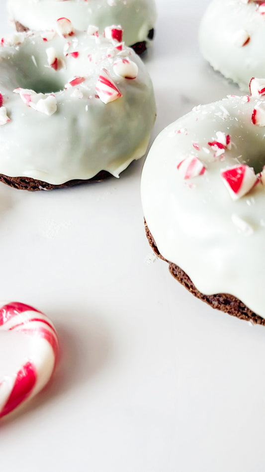 Holiday Chocolate Peppermint Protein Donuts